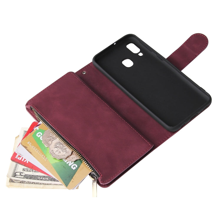For Galaxy A40 Multifunctional Retro Frosted Horizontal Flip Leather Case with Card Slot & Holder & Zipper Wallet & Photo Frame & Lanyard