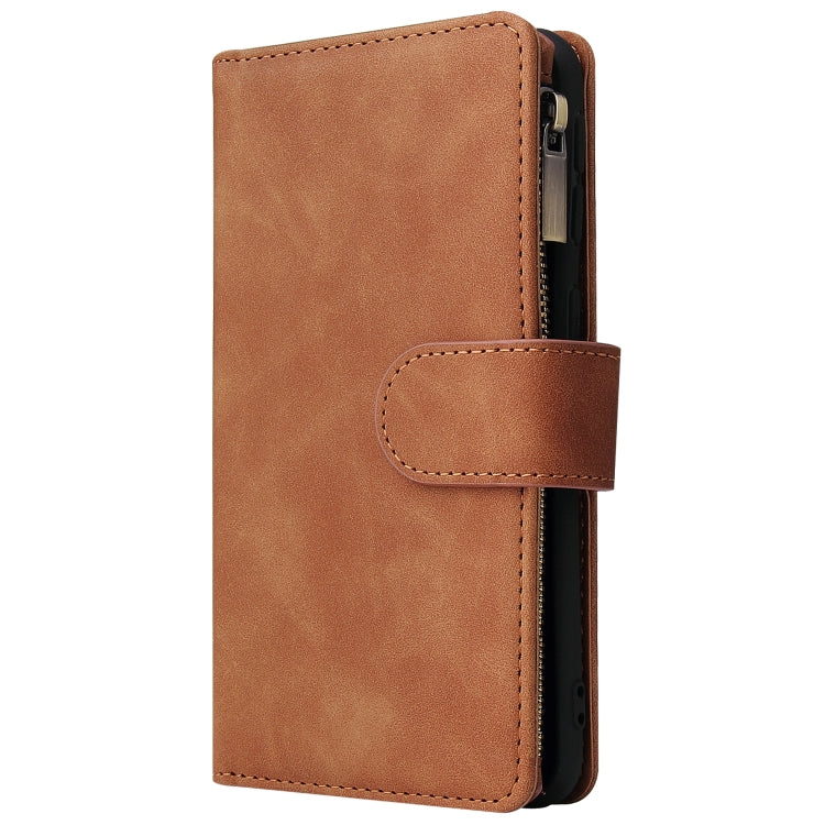 For Galaxy A40 Multifunctional Retro Frosted Horizontal Flip Leather Case with Card Slot & Holder & Zipper Wallet & Photo Frame & Lanyard
