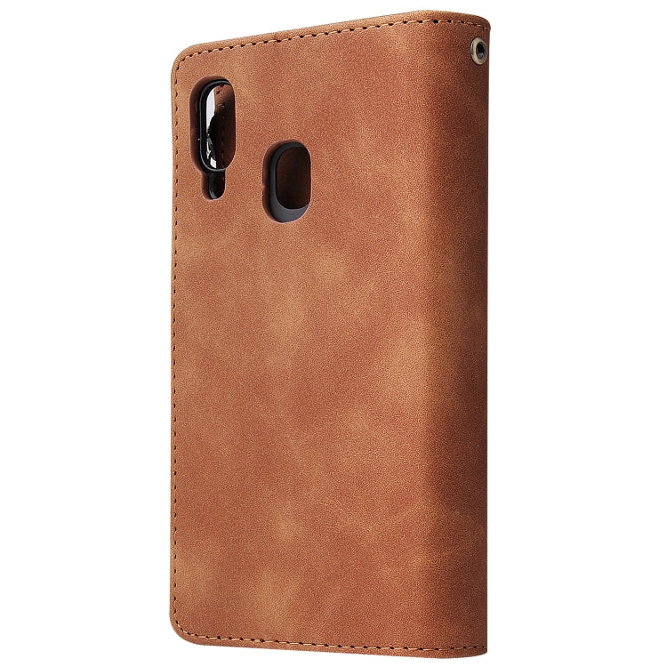 For Galaxy A40 Multifunctional Retro Frosted Horizontal Flip Leather Case with Card Slot & Holder & Zipper Wallet & Photo Frame & Lanyard