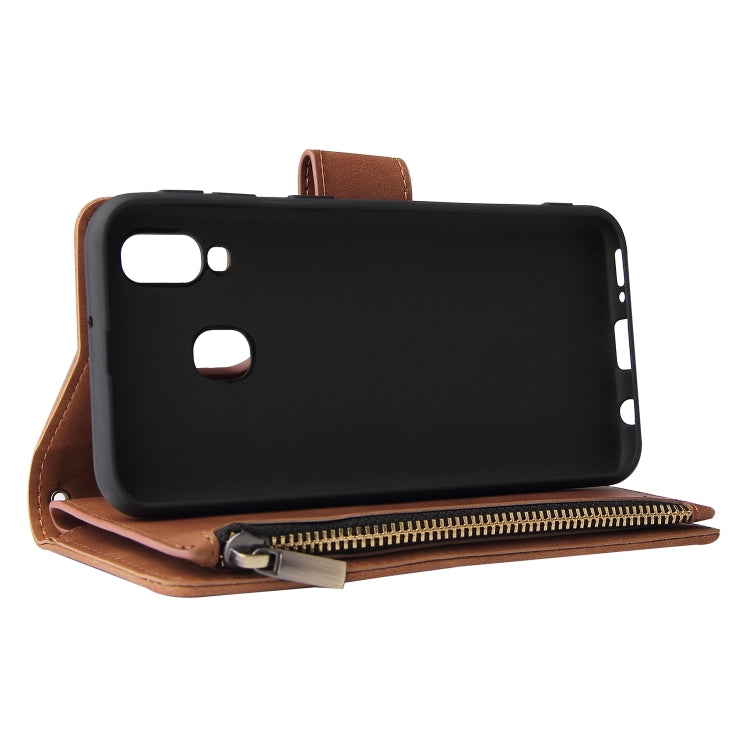 For Galaxy A40 Multifunctional Retro Frosted Horizontal Flip Leather Case with Card Slot & Holder & Zipper Wallet & Photo Frame & Lanyard