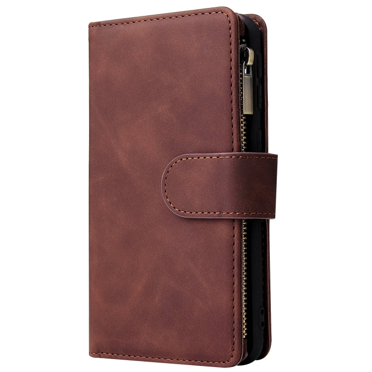 For Galaxy A40 Multifunctional Retro Frosted Horizontal Flip Leather Case with Card Slot & Holder & Zipper Wallet & Photo Frame & Lanyard