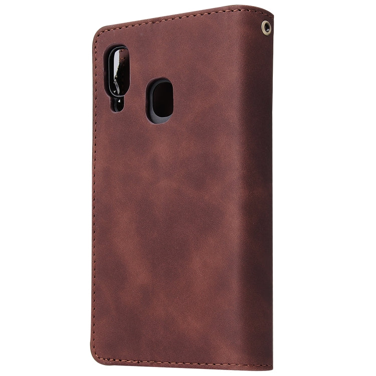 For Galaxy A40 Multifunctional Retro Frosted Horizontal Flip Leather Case with Card Slot & Holder & Zipper Wallet & Photo Frame & Lanyard