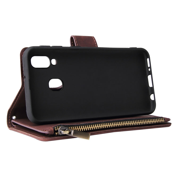 For Galaxy A40 Multifunctional Retro Frosted Horizontal Flip Leather Case with Card Slot & Holder & Zipper Wallet & Photo Frame & Lanyard