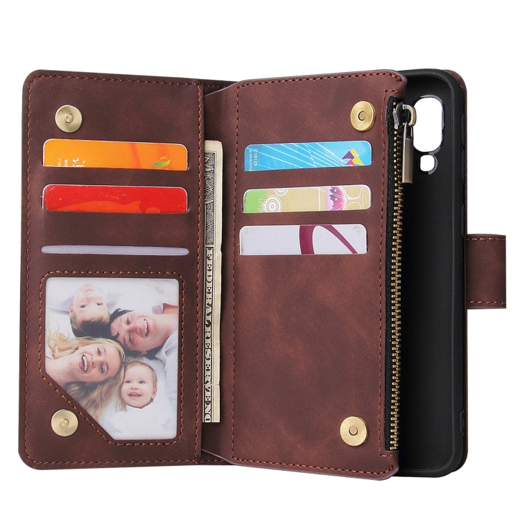 For Galaxy A40 Multifunctional Retro Frosted Horizontal Flip Leather Case with Card Slot & Holder & Zipper Wallet & Photo Frame & Lanyard