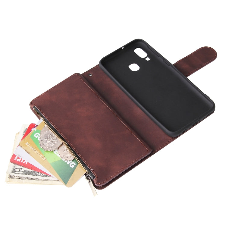 For Galaxy A40 Multifunctional Retro Frosted Horizontal Flip Leather Case with Card Slot & Holder & Zipper Wallet & Photo Frame & Lanyard