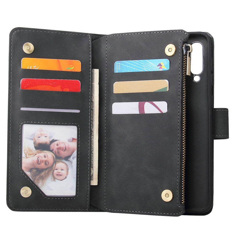 For Galaxy A50 Multifunctional Retro Frosted Horizontal Flip Leather Case with Card Slot & Holder & Zipper Wallet & Photo Frame & Lanyard