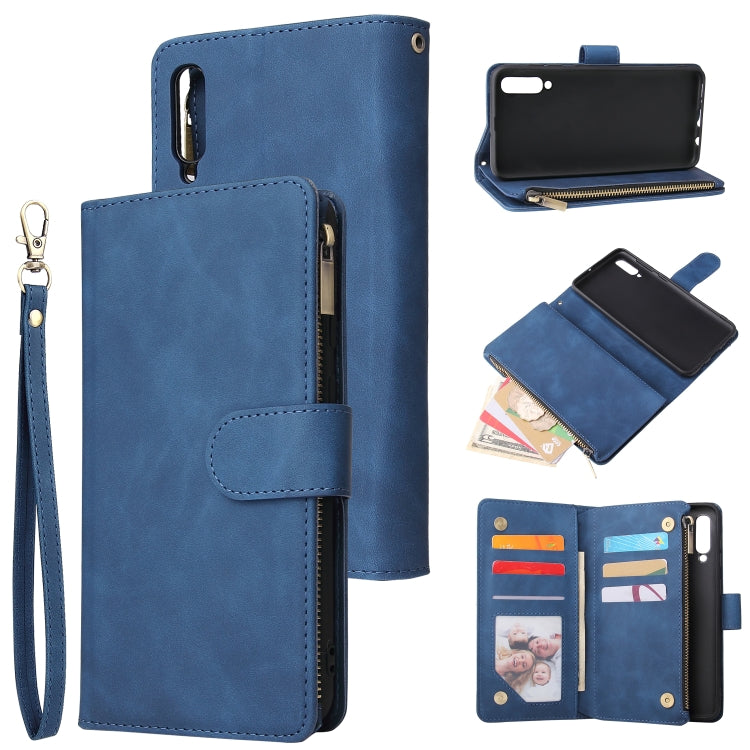 For Galaxy A50 Multifunctional Retro Frosted Horizontal Flip Leather Case with Card Slot & Holder & Zipper Wallet & Photo Frame & Lanyard