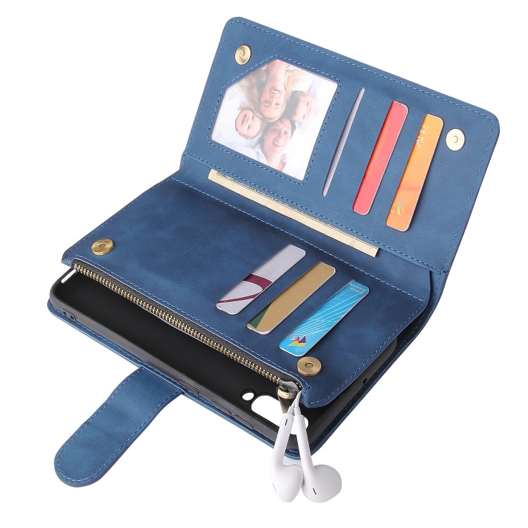 For Galaxy A50 Multifunctional Retro Frosted Horizontal Flip Leather Case with Card Slot & Holder & Zipper Wallet & Photo Frame & Lanyard