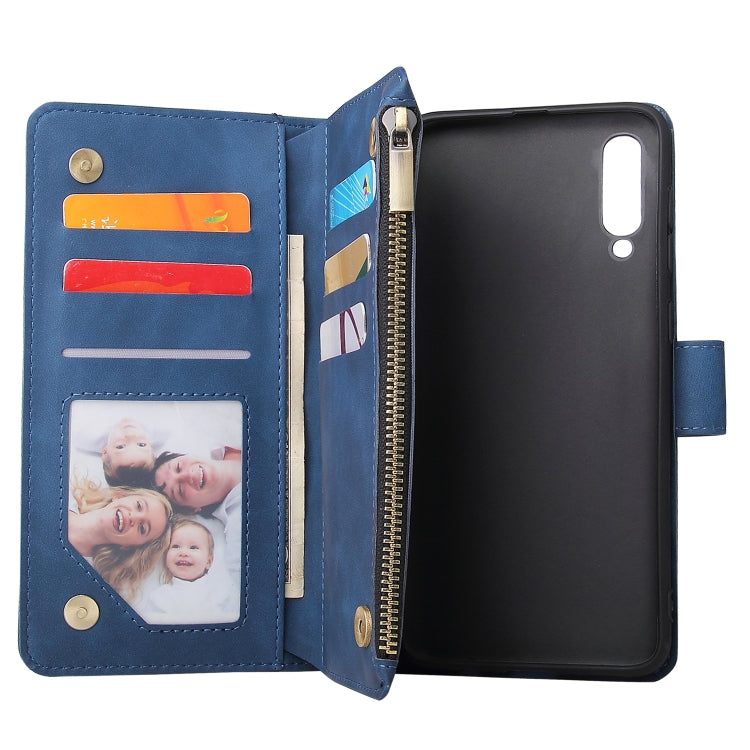 For Galaxy A50 Multifunctional Retro Frosted Horizontal Flip Leather Case with Card Slot & Holder & Zipper Wallet & Photo Frame & Lanyard