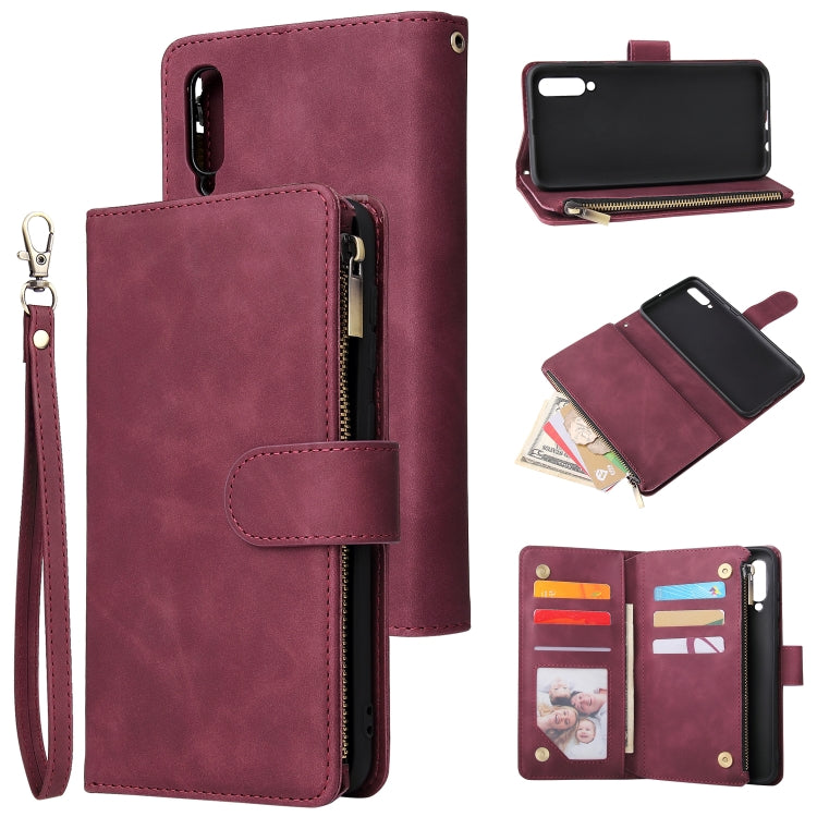 For Galaxy A50 Multifunctional Retro Frosted Horizontal Flip Leather Case with Card Slot & Holder & Zipper Wallet & Photo Frame & Lanyard