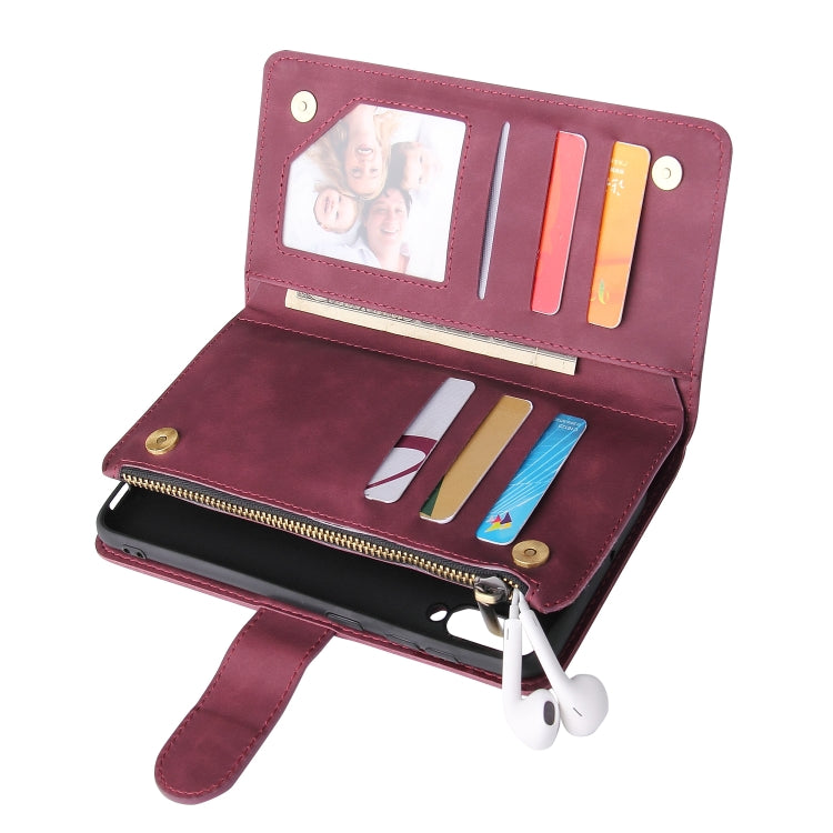For Galaxy A50 Multifunctional Retro Frosted Horizontal Flip Leather Case with Card Slot & Holder & Zipper Wallet & Photo Frame & Lanyard
