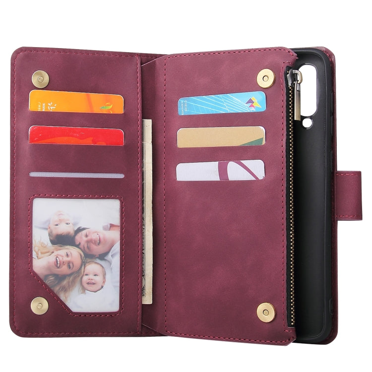 For Galaxy A50 Multifunctional Retro Frosted Horizontal Flip Leather Case with Card Slot & Holder & Zipper Wallet & Photo Frame & Lanyard