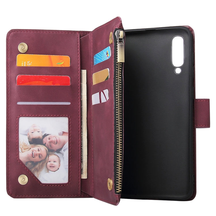 For Galaxy A50 Multifunctional Retro Frosted Horizontal Flip Leather Case with Card Slot & Holder & Zipper Wallet & Photo Frame & Lanyard