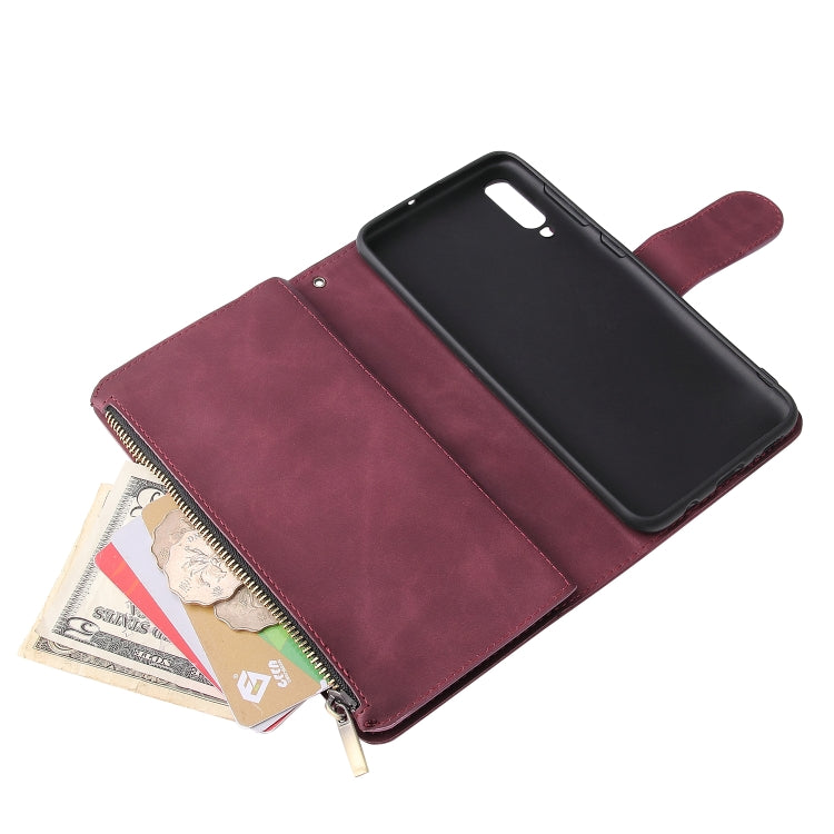 For Galaxy A50 Multifunctional Retro Frosted Horizontal Flip Leather Case with Card Slot & Holder & Zipper Wallet & Photo Frame & Lanyard