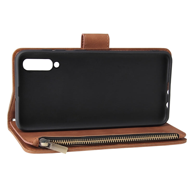 For Galaxy A50 Multifunctional Retro Frosted Horizontal Flip Leather Case with Card Slot & Holder & Zipper Wallet & Photo Frame & Lanyard