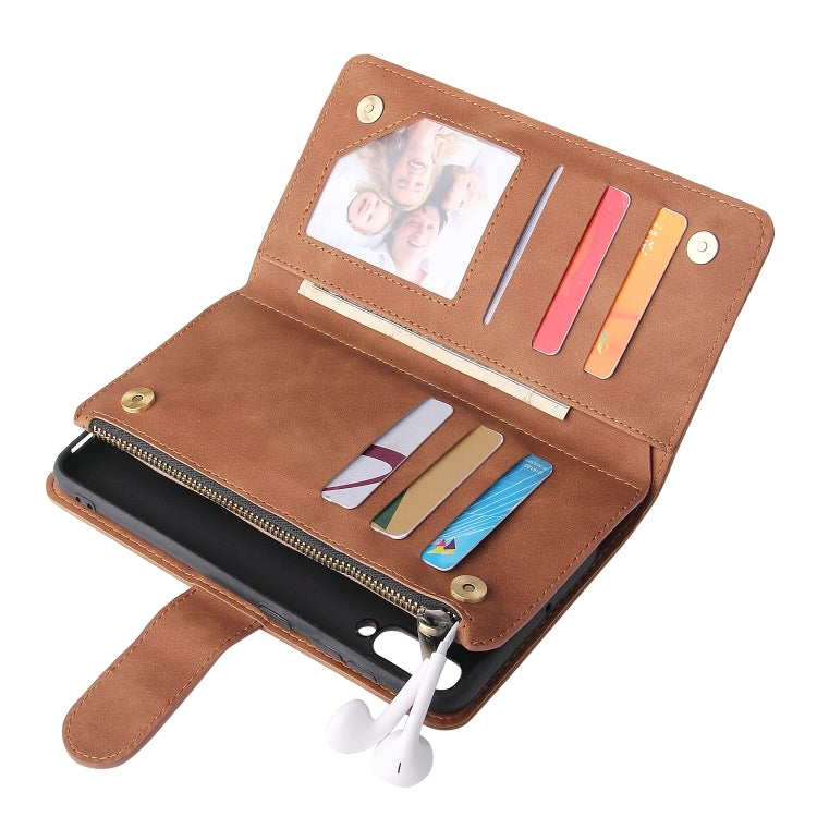 For Galaxy A50 Multifunctional Retro Frosted Horizontal Flip Leather Case with Card Slot & Holder & Zipper Wallet & Photo Frame & Lanyard