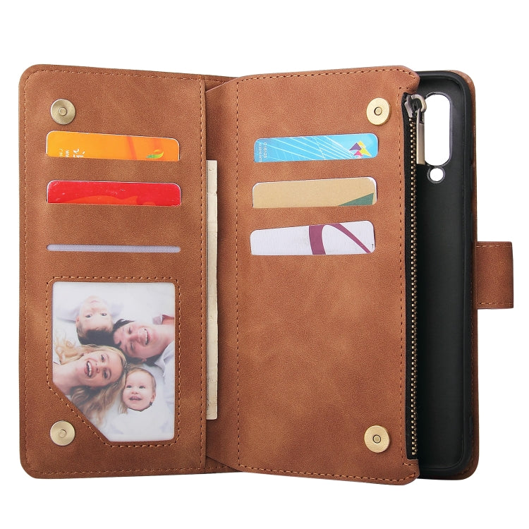 For Galaxy A50 Multifunctional Retro Frosted Horizontal Flip Leather Case with Card Slot & Holder & Zipper Wallet & Photo Frame & Lanyard