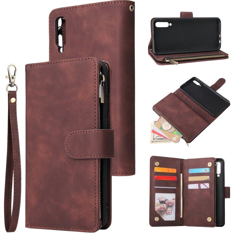For Galaxy A50 Multifunctional Retro Frosted Horizontal Flip Leather Case with Card Slot & Holder & Zipper Wallet & Photo Frame & Lanyard