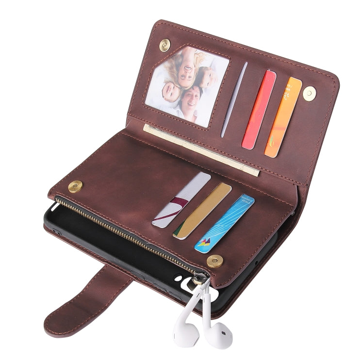 For Galaxy A50 Multifunctional Retro Frosted Horizontal Flip Leather Case with Card Slot & Holder & Zipper Wallet & Photo Frame & Lanyard