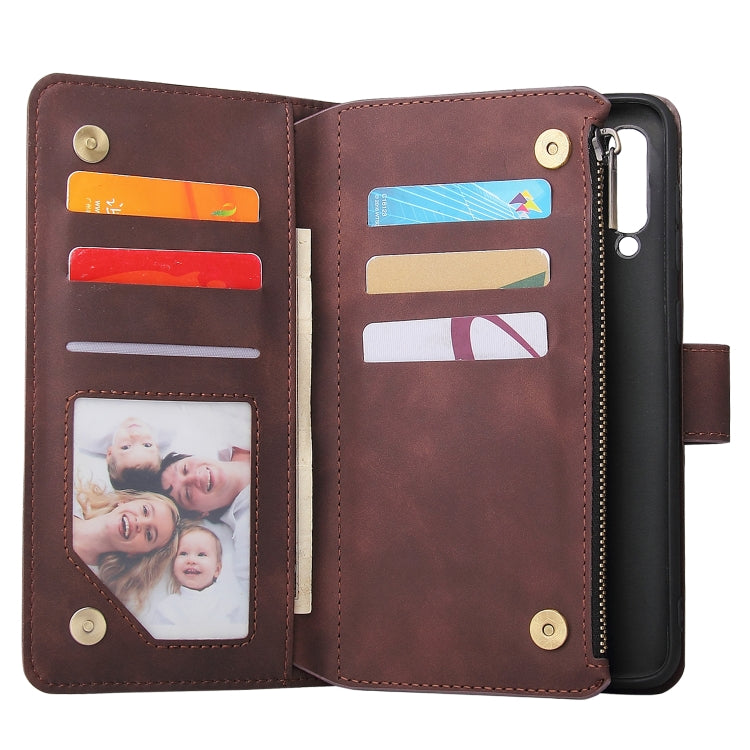 For Galaxy A50 Multifunctional Retro Frosted Horizontal Flip Leather Case with Card Slot & Holder & Zipper Wallet & Photo Frame & Lanyard
