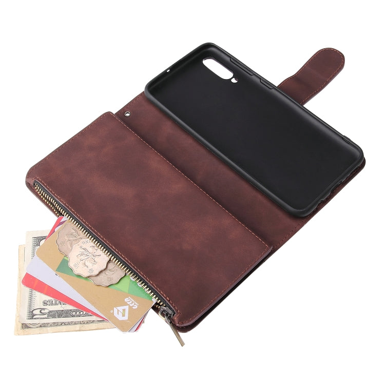 For Galaxy A50 Multifunctional Retro Frosted Horizontal Flip Leather Case with Card Slot & Holder & Zipper Wallet & Photo Frame & Lanyard