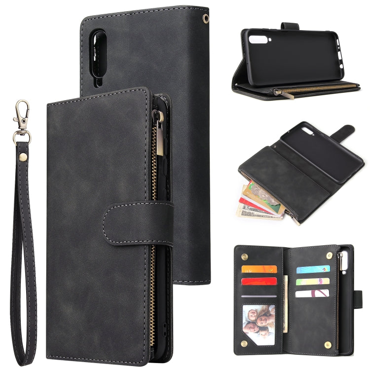 For Galaxy A70 Multifunctional Retro Frosted Horizontal Flip Leather Case with Card Slot & Holder & Zipper Wallet & Photo Frame & Lanyard