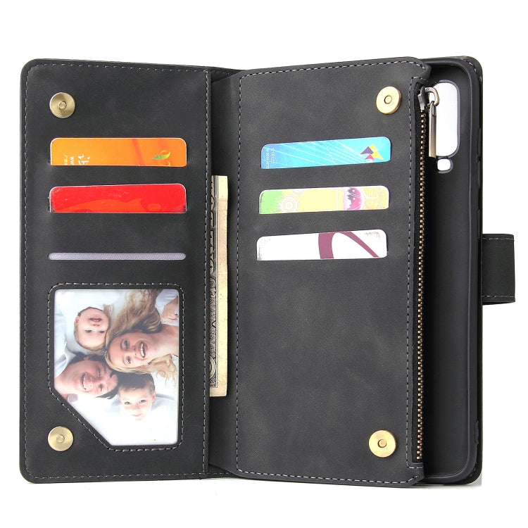 For Galaxy A70 Multifunctional Retro Frosted Horizontal Flip Leather Case with Card Slot & Holder & Zipper Wallet & Photo Frame & Lanyard