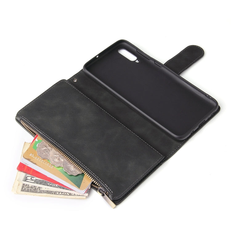 For Galaxy A70 Multifunctional Retro Frosted Horizontal Flip Leather Case with Card Slot & Holder & Zipper Wallet & Photo Frame & Lanyard