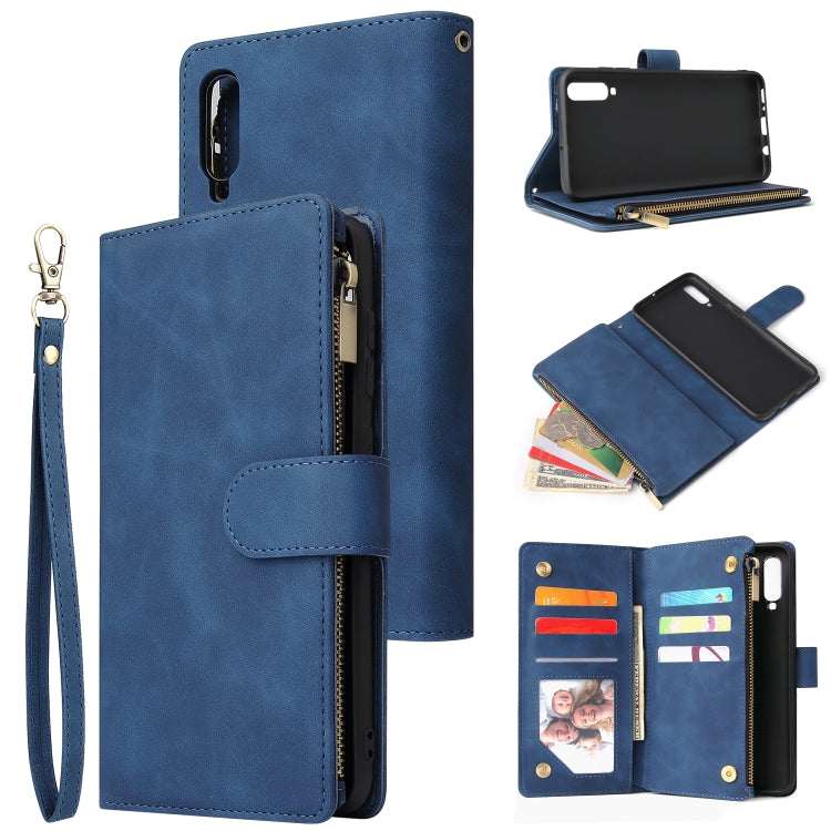 For Galaxy A70 Multifunctional Retro Frosted Horizontal Flip Leather Case with Card Slot & Holder & Zipper Wallet & Photo Frame & Lanyard