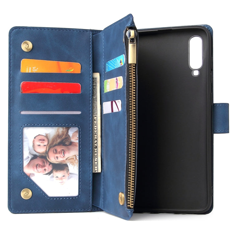 For Galaxy A70 Multifunctional Retro Frosted Horizontal Flip Leather Case with Card Slot & Holder & Zipper Wallet & Photo Frame & Lanyard