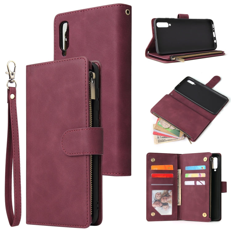 For Galaxy A70 Multifunctional Retro Frosted Horizontal Flip Leather Case with Card Slot & Holder & Zipper Wallet & Photo Frame & Lanyard