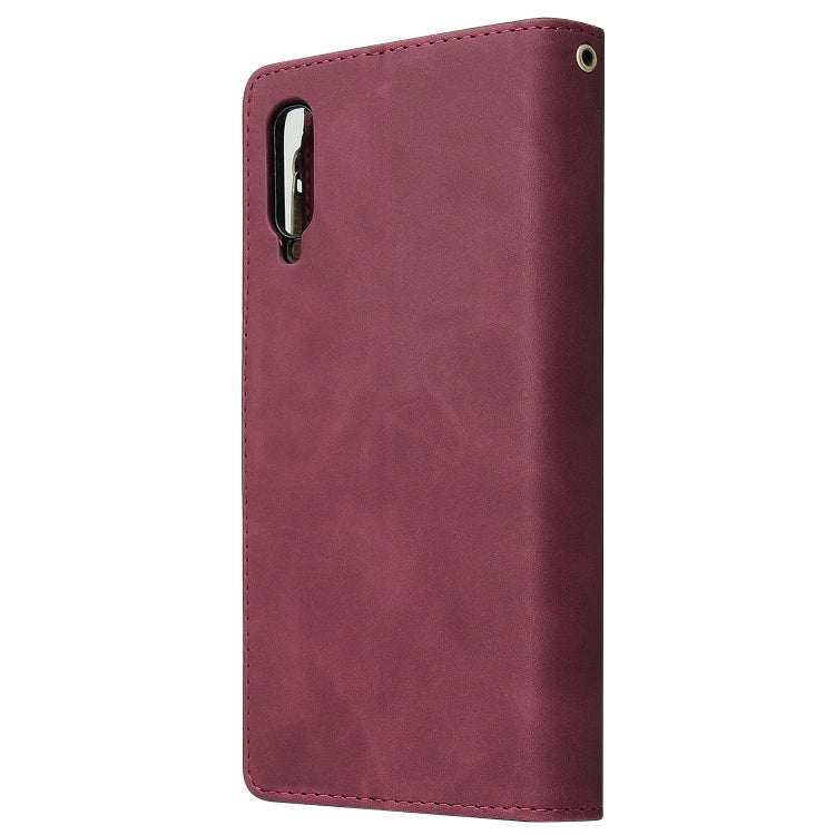For Galaxy A70 Multifunctional Retro Frosted Horizontal Flip Leather Case with Card Slot & Holder & Zipper Wallet & Photo Frame & Lanyard