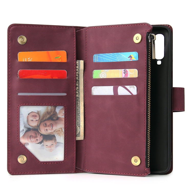 For Galaxy A70 Multifunctional Retro Frosted Horizontal Flip Leather Case with Card Slot & Holder & Zipper Wallet & Photo Frame & Lanyard