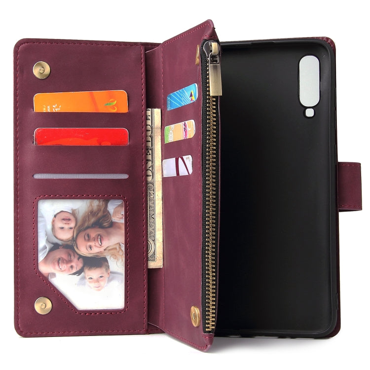 For Galaxy A70 Multifunctional Retro Frosted Horizontal Flip Leather Case with Card Slot & Holder & Zipper Wallet & Photo Frame & Lanyard