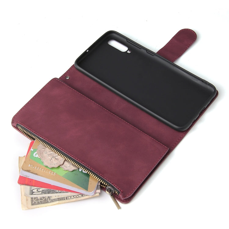 For Galaxy A70 Multifunctional Retro Frosted Horizontal Flip Leather Case with Card Slot & Holder & Zipper Wallet & Photo Frame & Lanyard