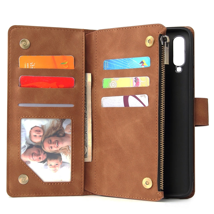 For Galaxy A70 Multifunctional Retro Frosted Horizontal Flip Leather Case with Card Slot & Holder & Zipper Wallet & Photo Frame & Lanyard