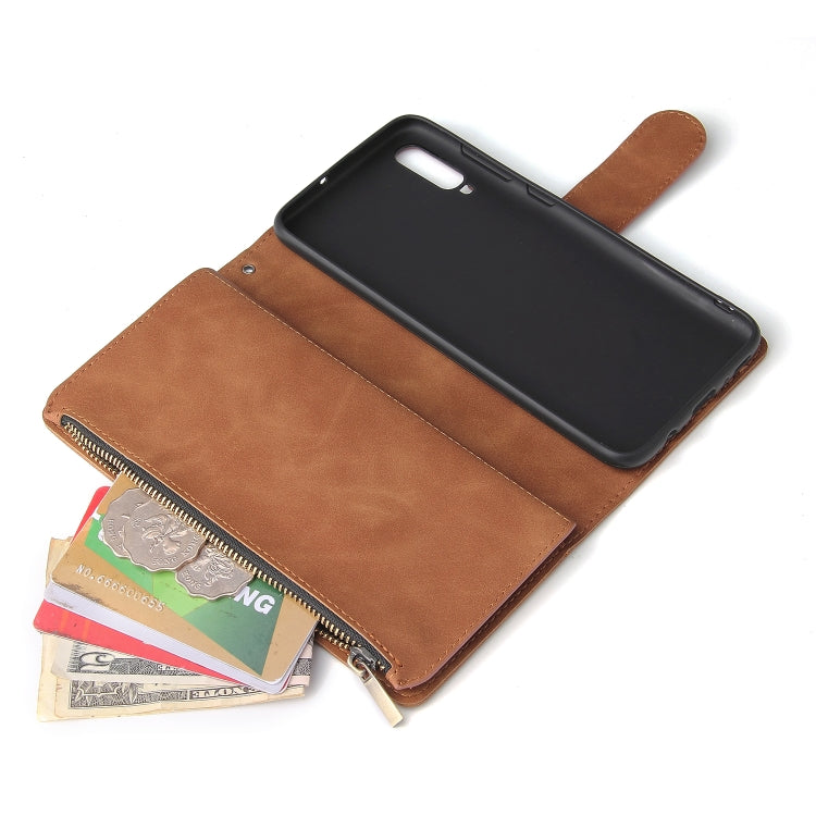 For Galaxy A70 Multifunctional Retro Frosted Horizontal Flip Leather Case with Card Slot & Holder & Zipper Wallet & Photo Frame & Lanyard