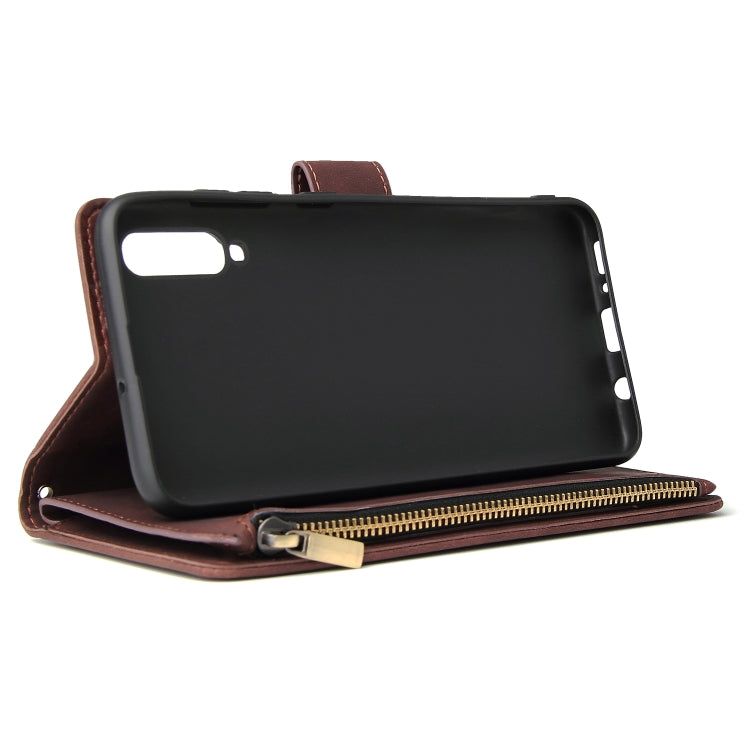 For Galaxy A70 Multifunctional Retro Frosted Horizontal Flip Leather Case with Card Slot & Holder & Zipper Wallet & Photo Frame & Lanyard