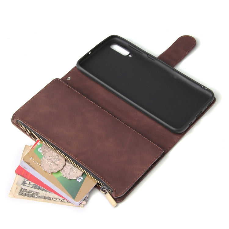 For Galaxy A70 Multifunctional Retro Frosted Horizontal Flip Leather Case with Card Slot & Holder & Zipper Wallet & Photo Frame & Lanyard