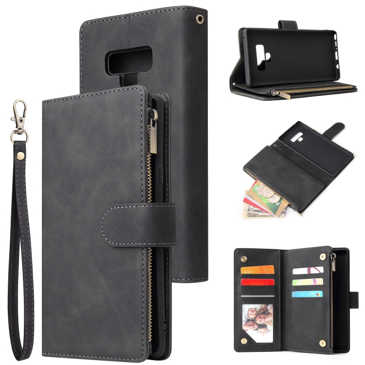 For Galaxy Note 9 Multifunctional Retro Frosted Horizontal Flip Leather Case with Card Slot & Holder & Zipper Wallet & Photo Frame & Lanyard