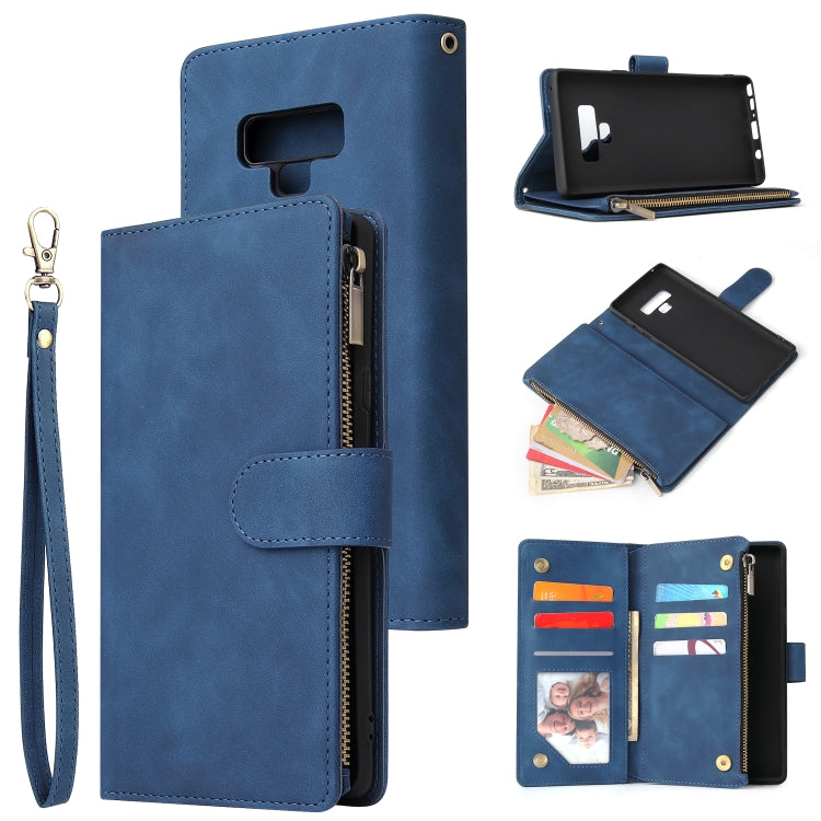 For Galaxy Note 9 Multifunctional Retro Frosted Horizontal Flip Leather Case with Card Slot & Holder & Zipper Wallet & Photo Frame & Lanyard