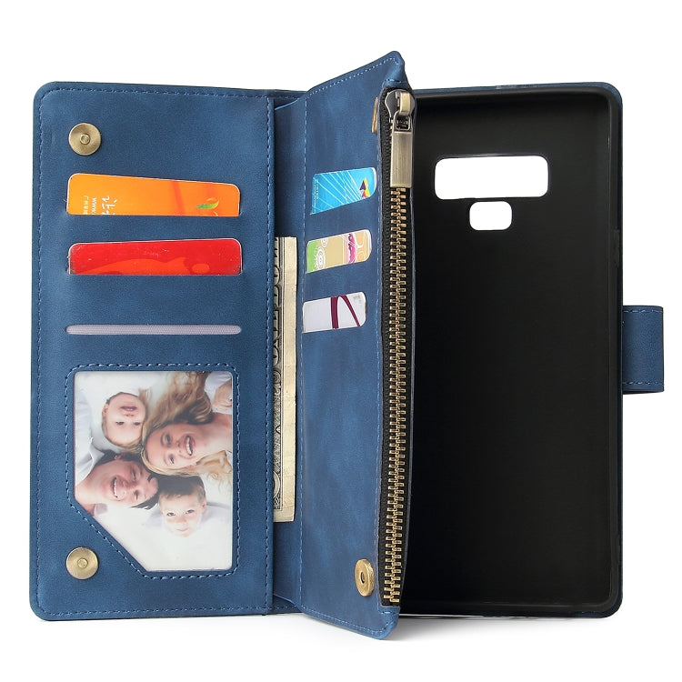 For Galaxy Note 9 Multifunctional Retro Frosted Horizontal Flip Leather Case with Card Slot & Holder & Zipper Wallet & Photo Frame & Lanyard