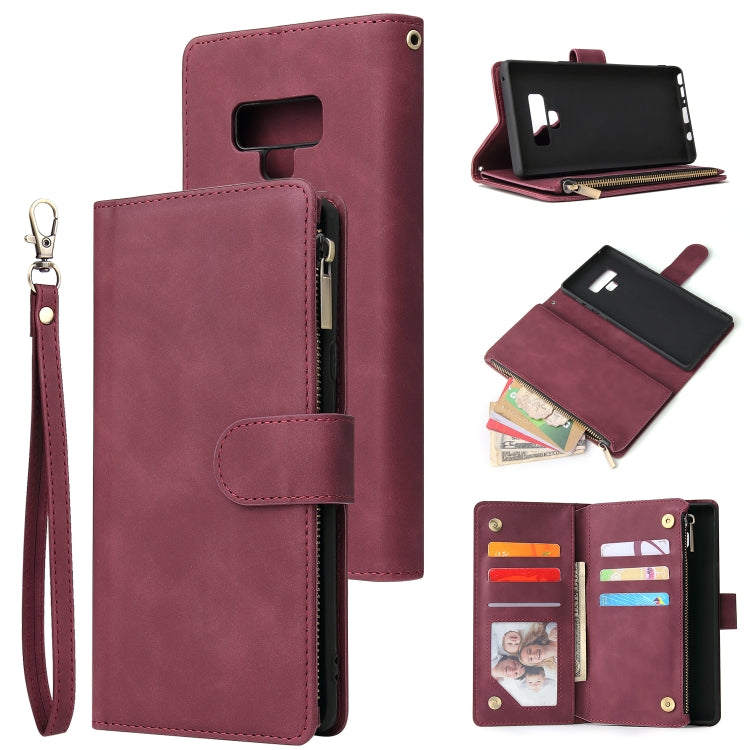 For Galaxy Note 9 Multifunctional Retro Frosted Horizontal Flip Leather Case with Card Slot & Holder & Zipper Wallet & Photo Frame & Lanyard