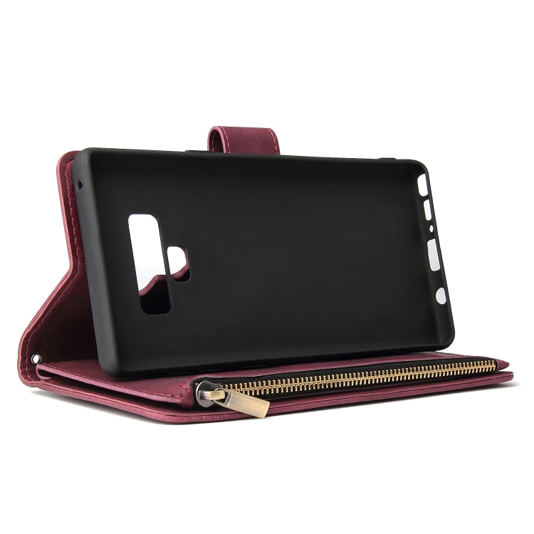 For Galaxy Note 9 Multifunctional Retro Frosted Horizontal Flip Leather Case with Card Slot & Holder & Zipper Wallet & Photo Frame & Lanyard
