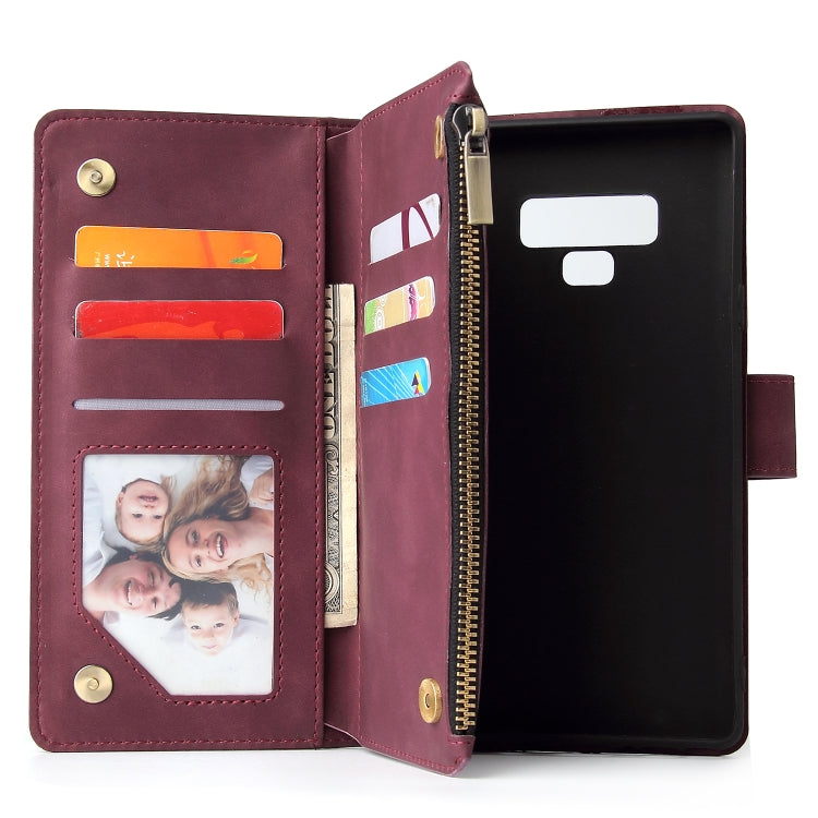 For Galaxy Note 9 Multifunctional Retro Frosted Horizontal Flip Leather Case with Card Slot & Holder & Zipper Wallet & Photo Frame & Lanyard