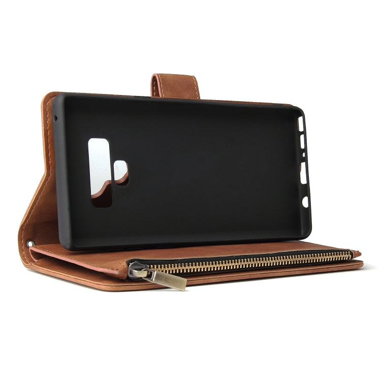 For Galaxy Note 9 Multifunctional Retro Frosted Horizontal Flip Leather Case with Card Slot & Holder & Zipper Wallet & Photo Frame & Lanyard
