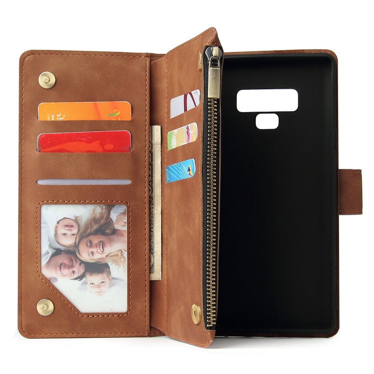 For Galaxy Note 9 Multifunctional Retro Frosted Horizontal Flip Leather Case with Card Slot & Holder & Zipper Wallet & Photo Frame & Lanyard