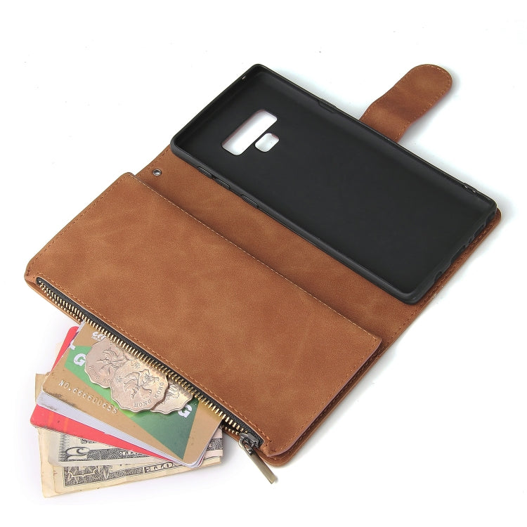 For Galaxy Note 9 Multifunctional Retro Frosted Horizontal Flip Leather Case with Card Slot & Holder & Zipper Wallet & Photo Frame & Lanyard