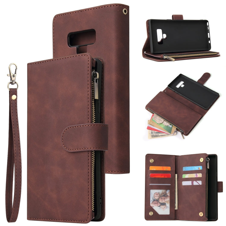 For Galaxy Note 9 Multifunctional Retro Frosted Horizontal Flip Leather Case with Card Slot & Holder & Zipper Wallet & Photo Frame & Lanyard