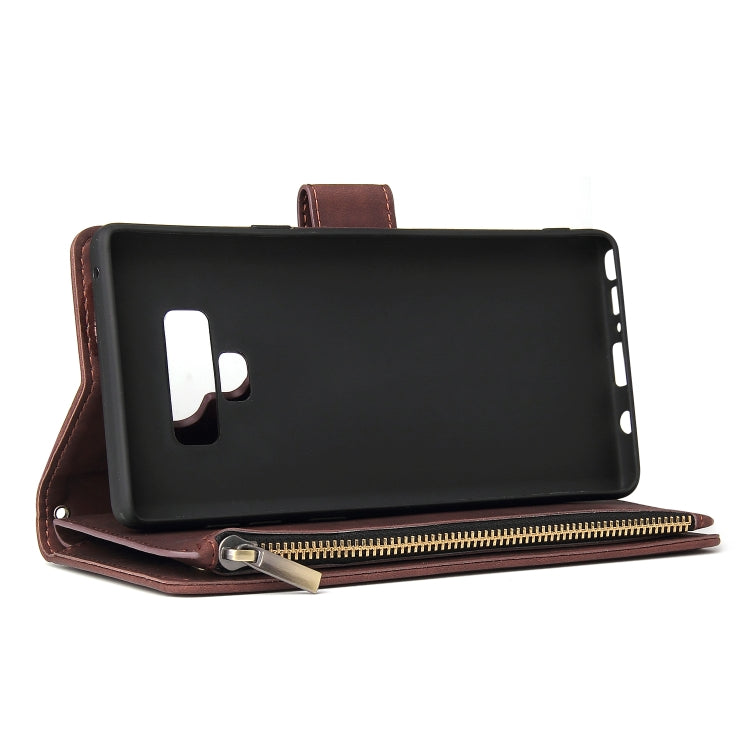 For Galaxy Note 9 Multifunctional Retro Frosted Horizontal Flip Leather Case with Card Slot & Holder & Zipper Wallet & Photo Frame & Lanyard